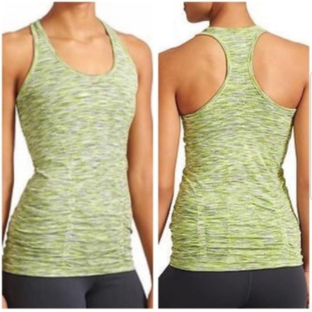 Athleta Fastest Track Tank Top Space Dye Green XL